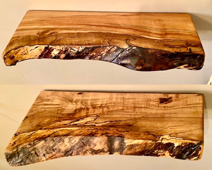 Maple Solid Wood Floating Shelf with Live Edge Steel Oak Size: 2" H x 48" W x 12" D