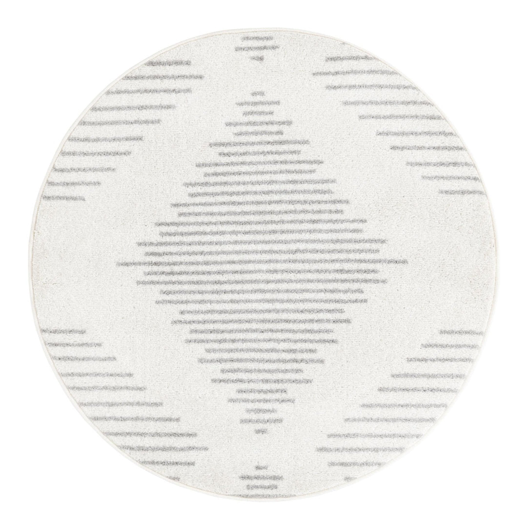 Cohutta Geometric Grey and Ivory Area Rug The Twillery Co.® Rug Size: Round 3'3"