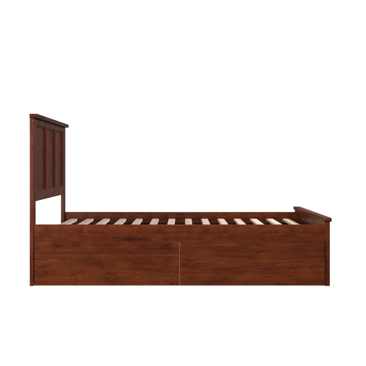 Amear Solid Wood Storage Platform Bed with Under Bed Drawers Lark Manor™ Color: Walnut Size: Queen