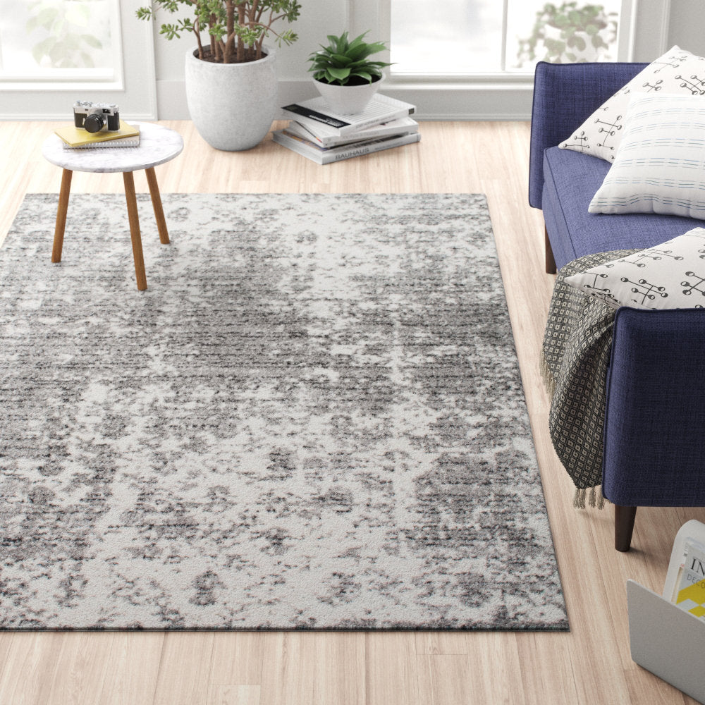 Deedra Modern Abstract Power Loom Performance Gray/White Rug 17 Stories Rug Size: Rectangle 8'2" x 11'6"