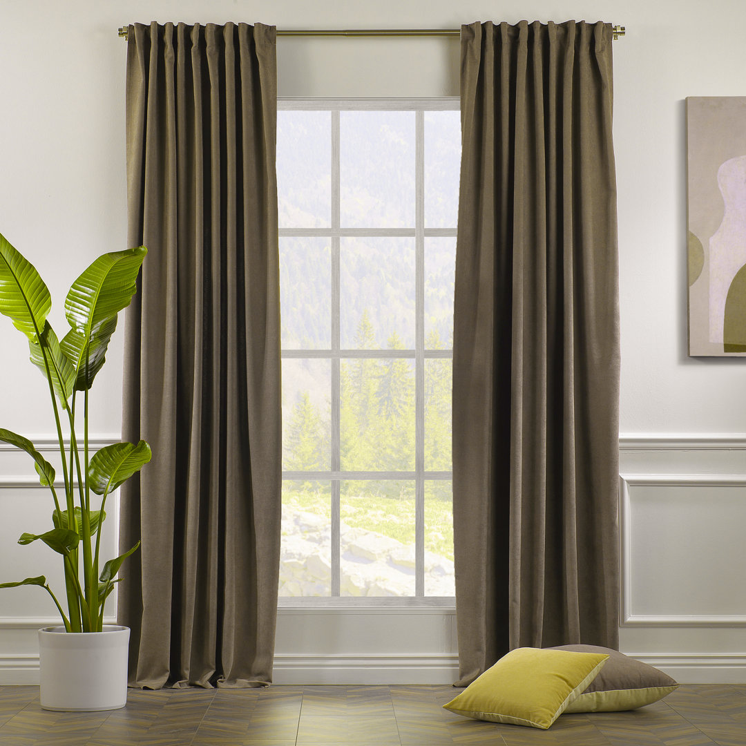Extra wide x Extra Long Custom Made Decorative Single Panel Lilijan Home & Curtain Curtain Color: Dark Green Size per Panel: 100" W x 144" L