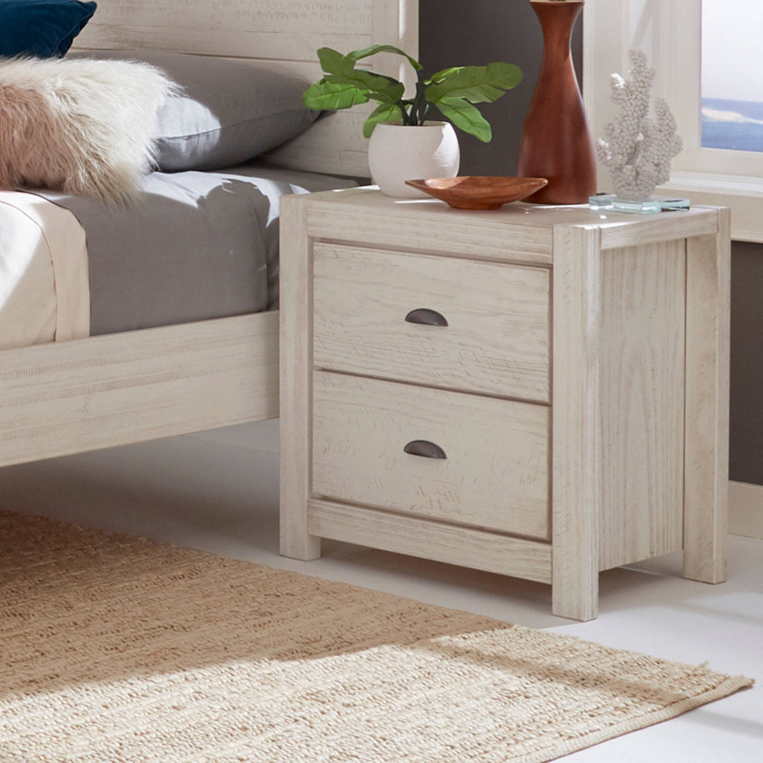 Montauk 2 Drawer Nightstand Grain Wood Furniture Color: Rustic Off-White