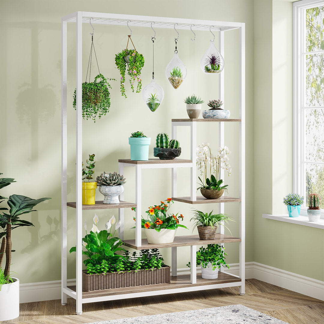 Mahala Rectangular Multi-Tiered Plant Stand Trent Austin Design® Color: White/Begie
