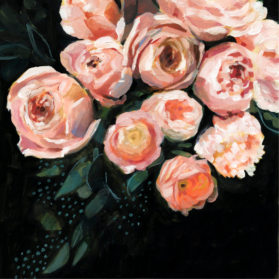 Peachy Blooms II' by Victoria Borges - Wrapped Canvas Painting on Canvas Winston Porter Size: 12" H x 12" W