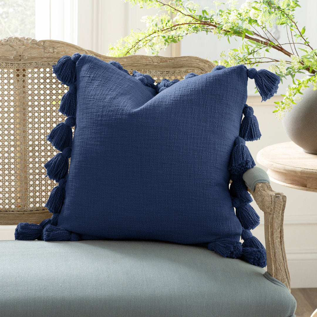 Vivienne Luxurious Square Cotton Pillow Cover and Insert Kelly Clarkson Home Color: Navy Blue