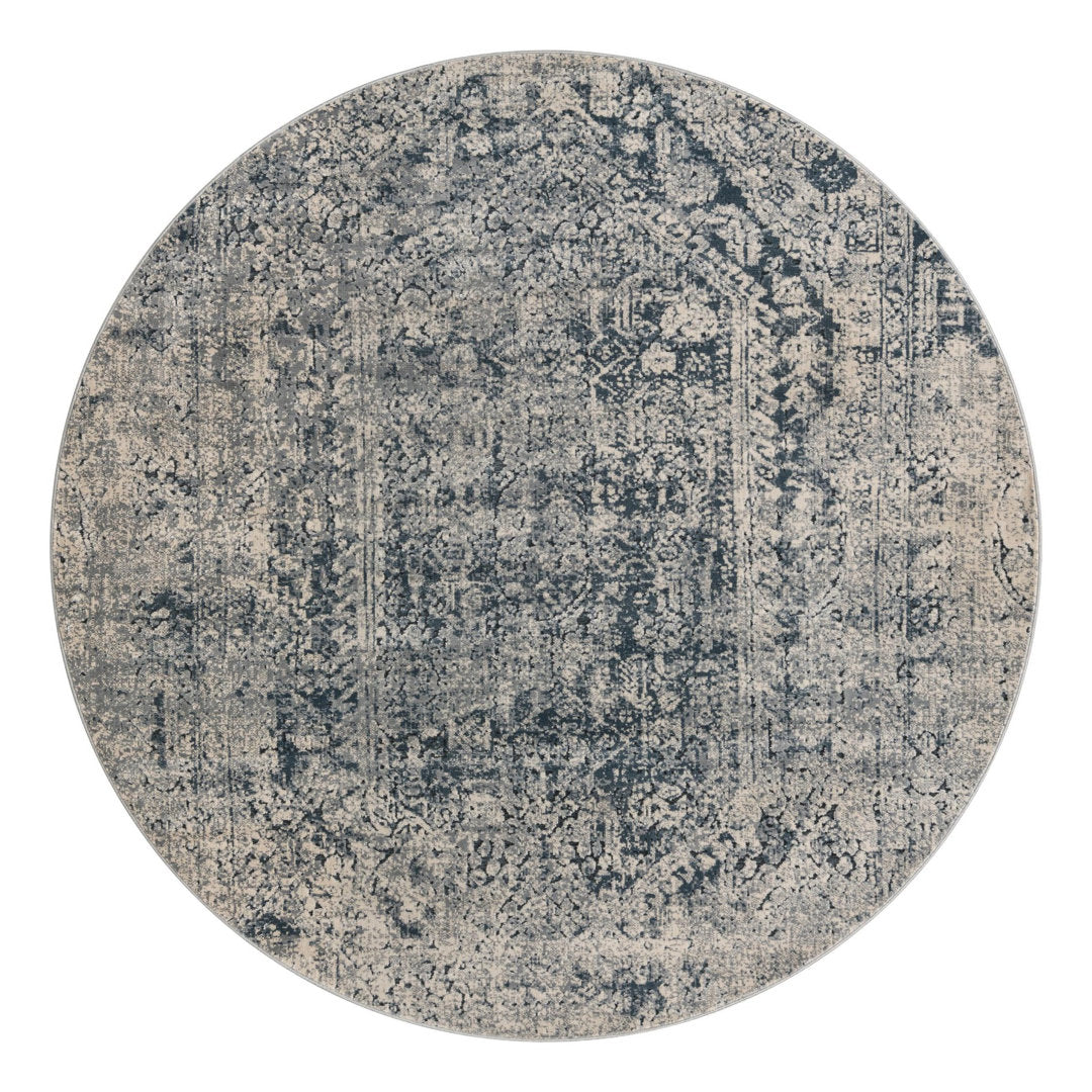 Corteney Oriental Gray Area Rug Alcott Hill® Rug Size: Round 5'
