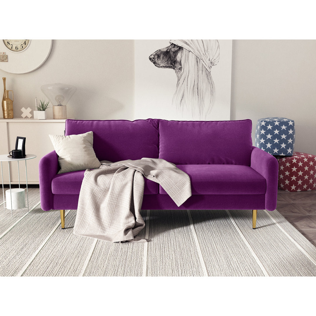Javonta 70'' Upholstered Sofa Everly Quinn Fabric: Eggplant Velvet