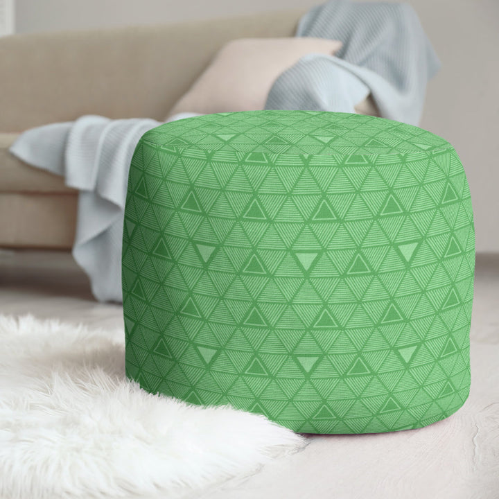Full Color Hand Drawn Triangles Pouf East Urban Home Upholstery Color: Medium Green