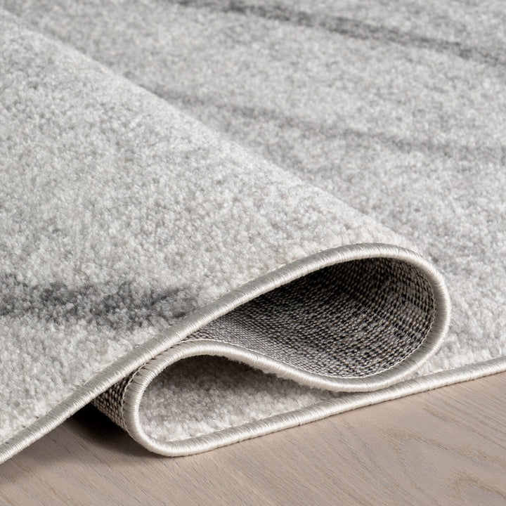 Amii Abstract Stripe Contemporary Ivory/Gray/Charcoal Area Rug Wrought Studio™ Rug Size: Square 7'6"