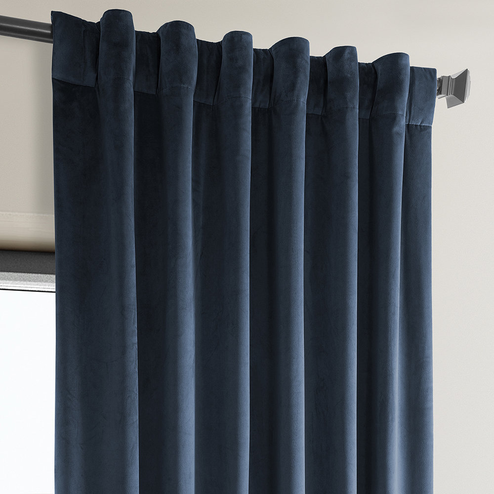 Matra Plush Velvet Curtains for Bedroom - Room Darkening Curtains for Living Room Window Single Panel AllModern Curtain Color: Eternal Blue Size per Panel: 50" W x 96" L