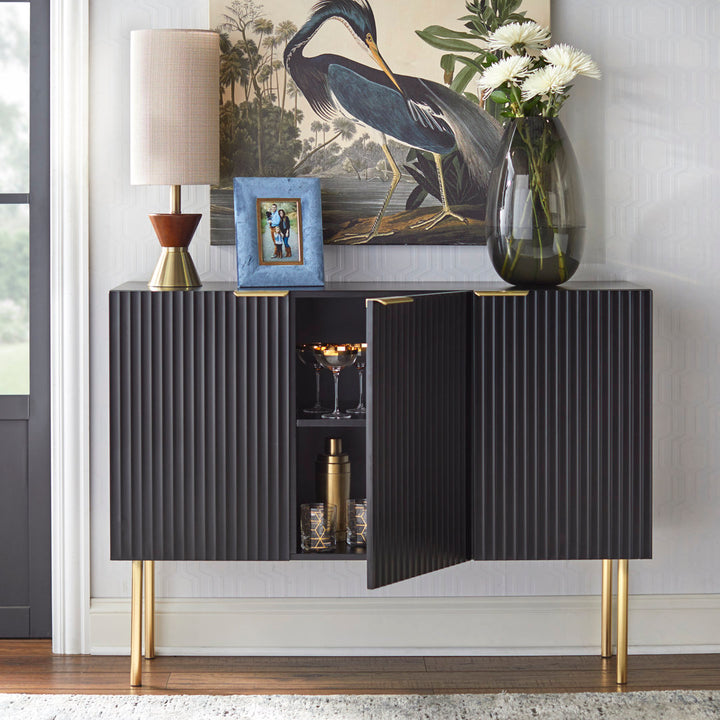 Santillanes 47.25'' Wide Sideboard Willa Arlo™ Interiors Color (Base/Top): Black/Black