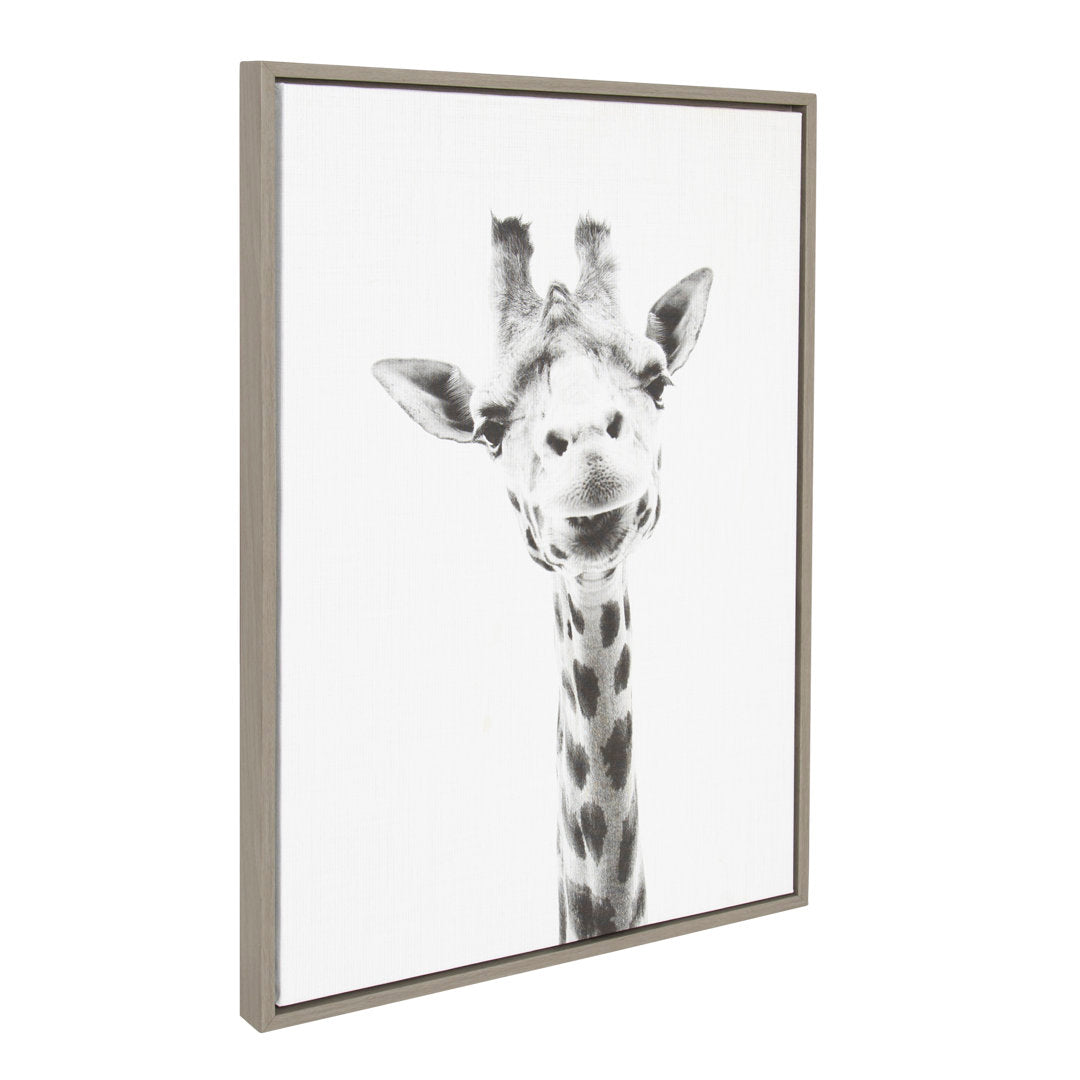 Audel Sylvie Graywash Giraffe by Simon Te Tai - Photograph Print on Canvas Wade Logan® Format: Gray Framed