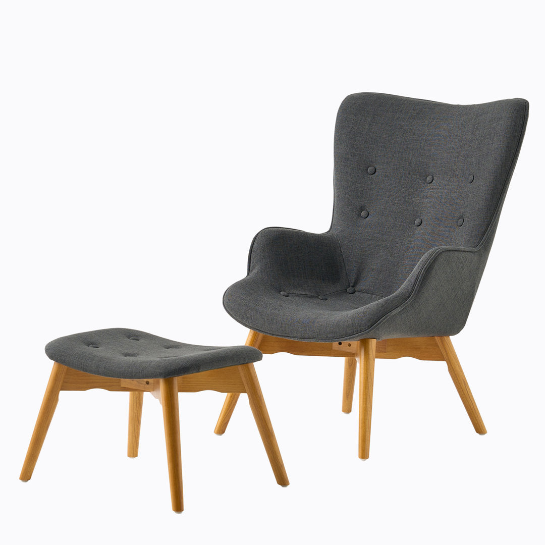 Dayon 68.58Cm Wide Tufted Polyester Lounge Chair and Ottoman George Oliver Fabric: Dark Gray Fabric