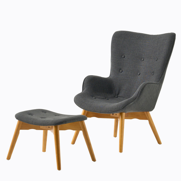 Dayon 68.58Cm Wide Tufted Polyester Lounge Chair and Ottoman George Oliver Fabric: Dark Gray Fabric