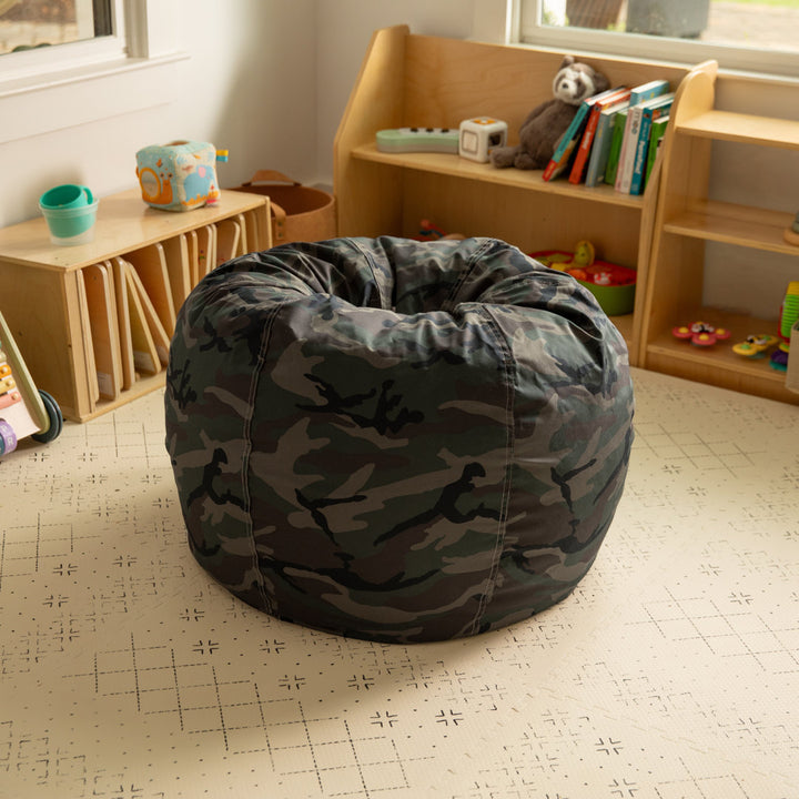 Classic Refillable Cotton Bean Bag Chair Mack & Milo™ Size: Small Body Fabric: Camouflage Cotton Twill