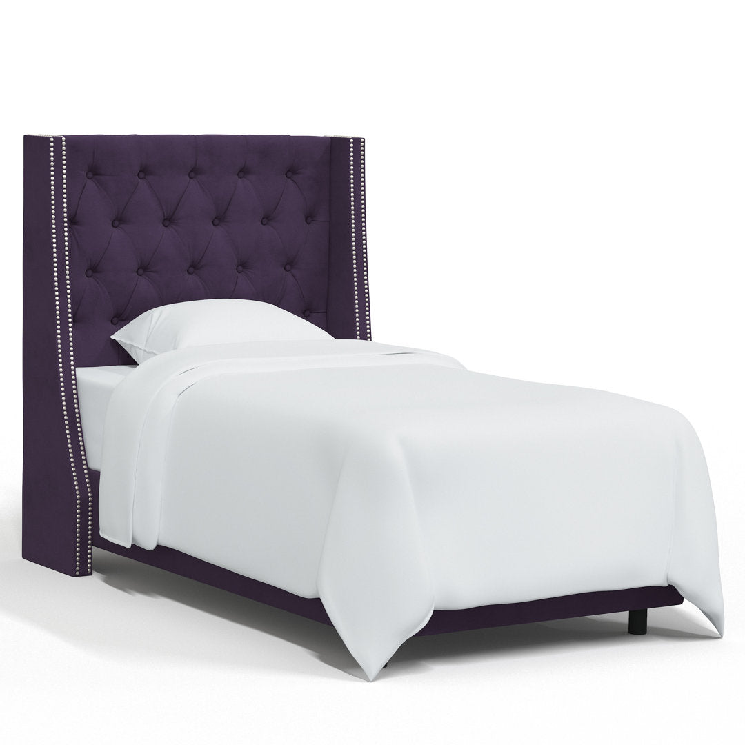 Annabel Upholstered Wingback Bed Kelly Clarkson Home Size: Twin Body Fabric: Classic Aubergine Velvet