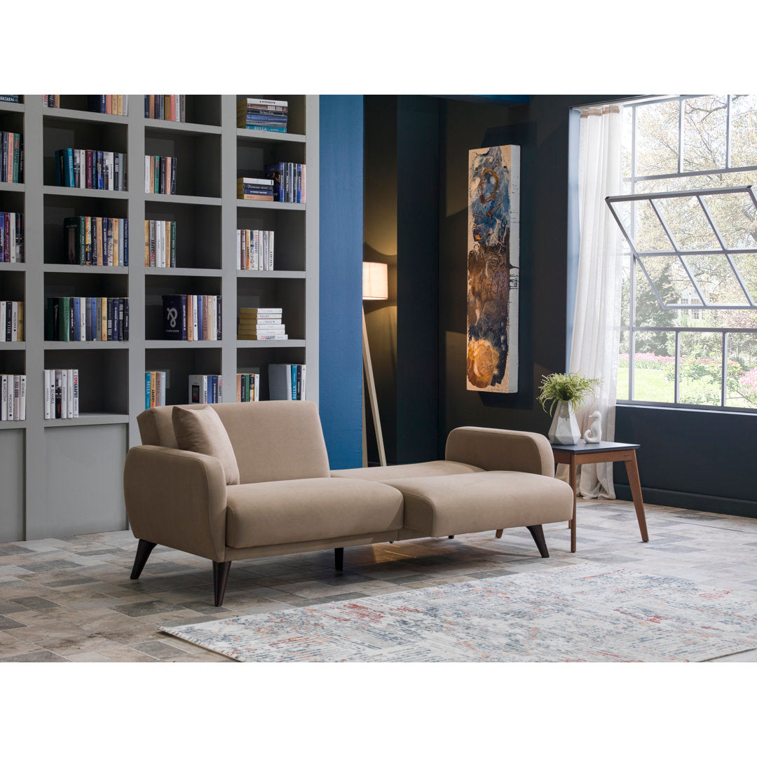 Lelana Twin 78.75 Polyester Tufted Sofa Brayden Studio® Fabric: Taupe