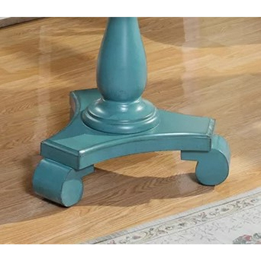 Annable Pedestal End Table Fleur De Lis Living Color: Teal