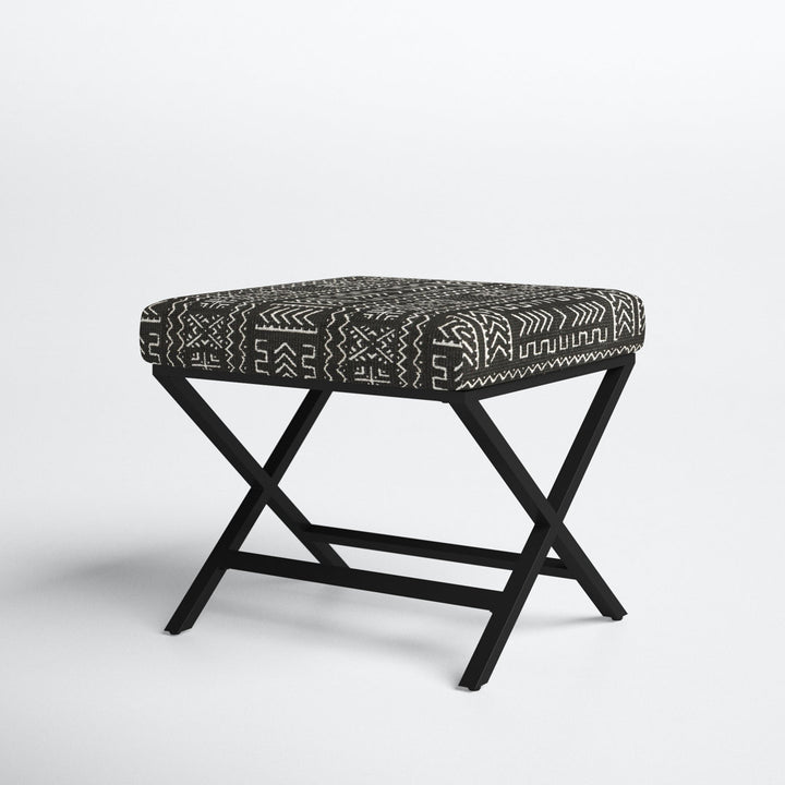 Priscilla 20" Wide Square Standard Ottoman Joss & Main Body Fabric: Geometric Eclectic Black/White