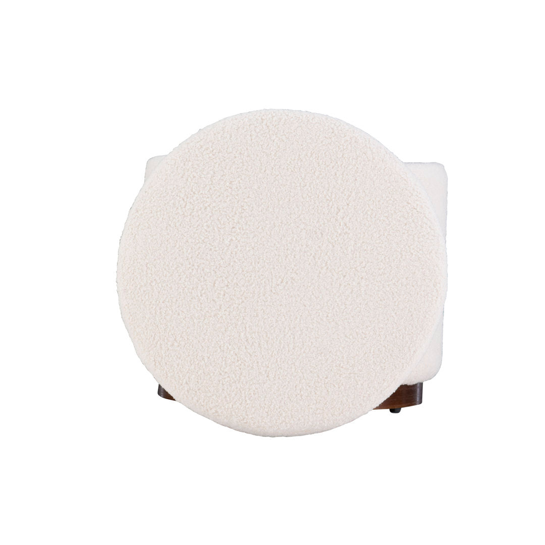 Thurleigh Round Sherpa Ottoman with Storage Lark Manor™ Body Fabric: Natural Sherpa Fabric