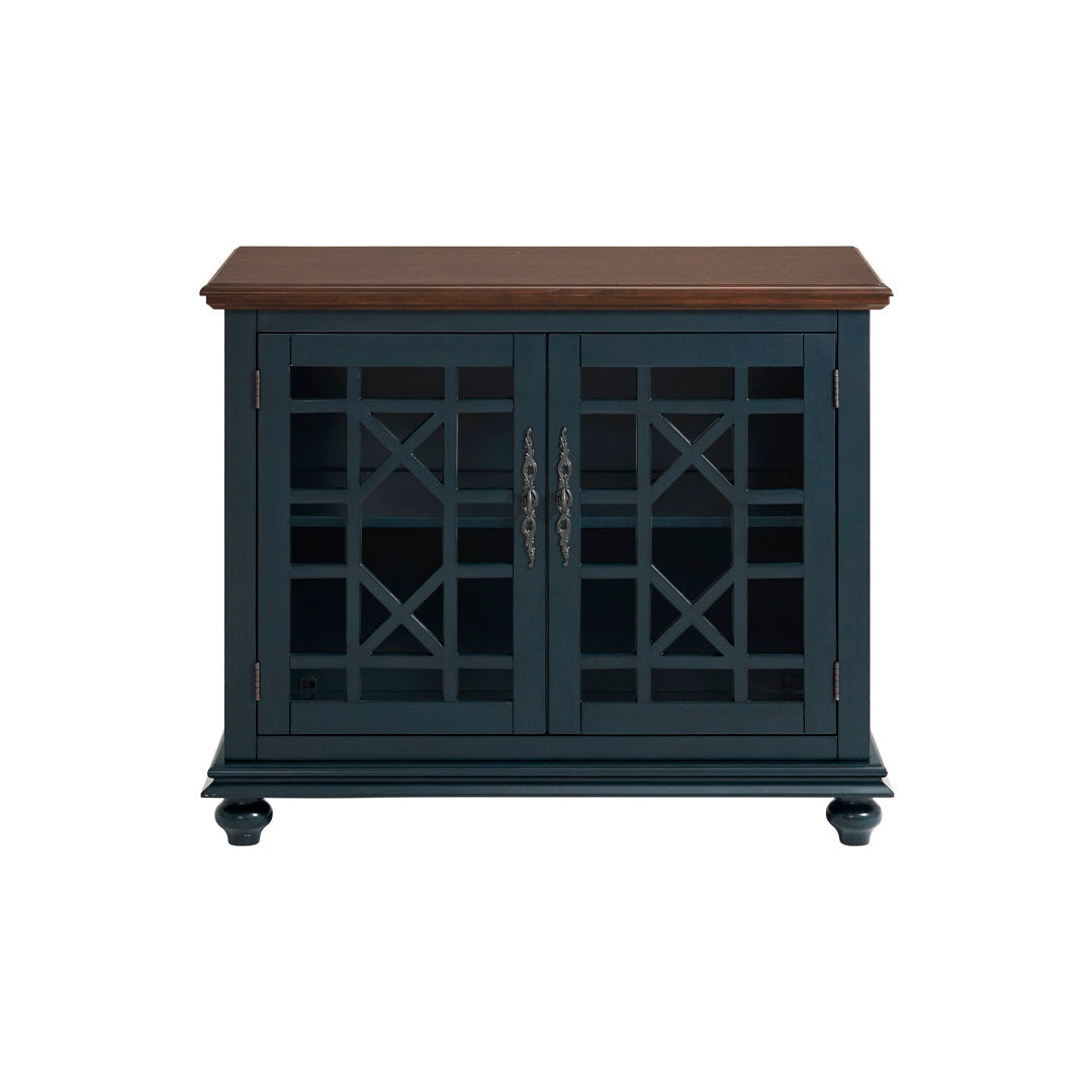 Ahmara 2 - Door Accent Cabinet Three Posts™ Color: Coffee Walnut/Catalina Blue