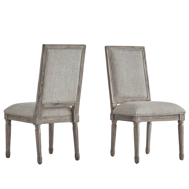 Libretto Solid Wood Side Chair (Set of 2) Kelly Clarkson Home Upholstery Color: Gray Linen, Leg Color: Antique Gray Oak