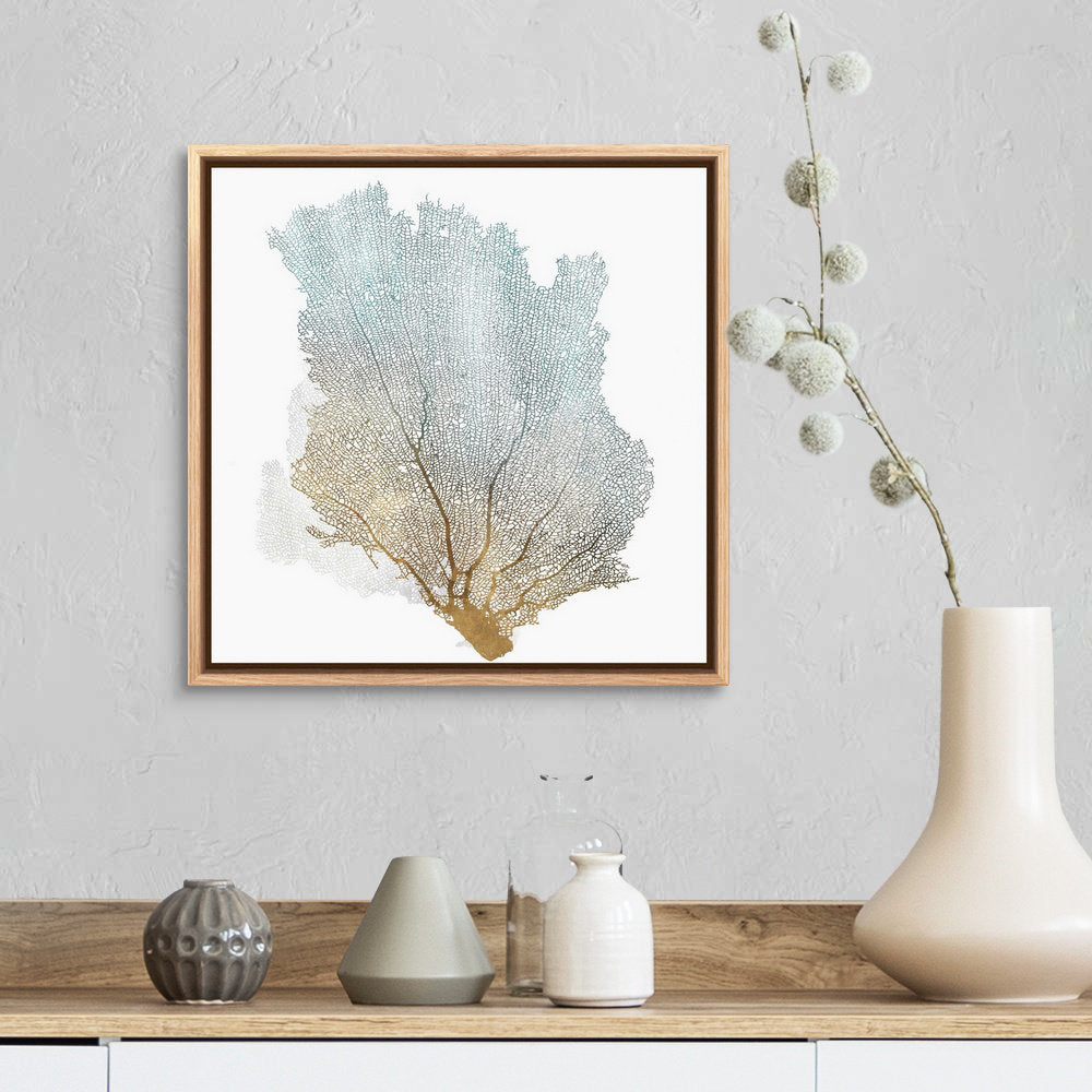 Delicate Coral I by Isabelle Z - Painting Print on Canvas Beachcrest Home™ Size: 17.25" H x 17.25" W x 1.75" D Format: Natural Floating Frame Canvas