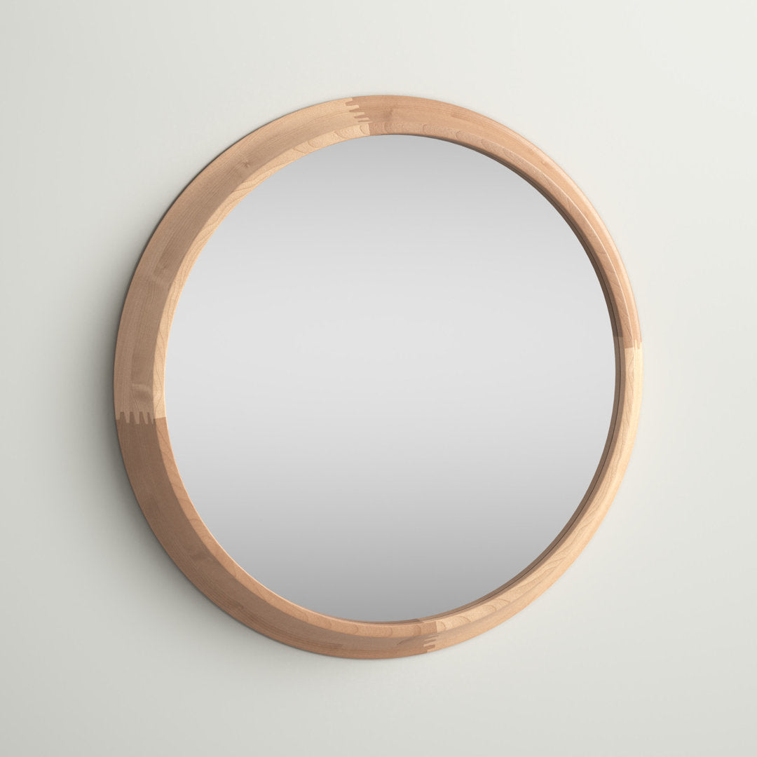 Laylah Wood Framed Mirror 24" Diameter Natural Sand & Stable™