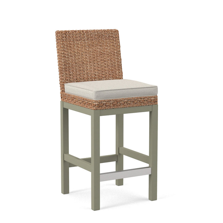 Seagrass Top Counter Stool Braxton Culler Leg Color: Greystone Finish Body Fabric: Lapis Plaid; 0126-63