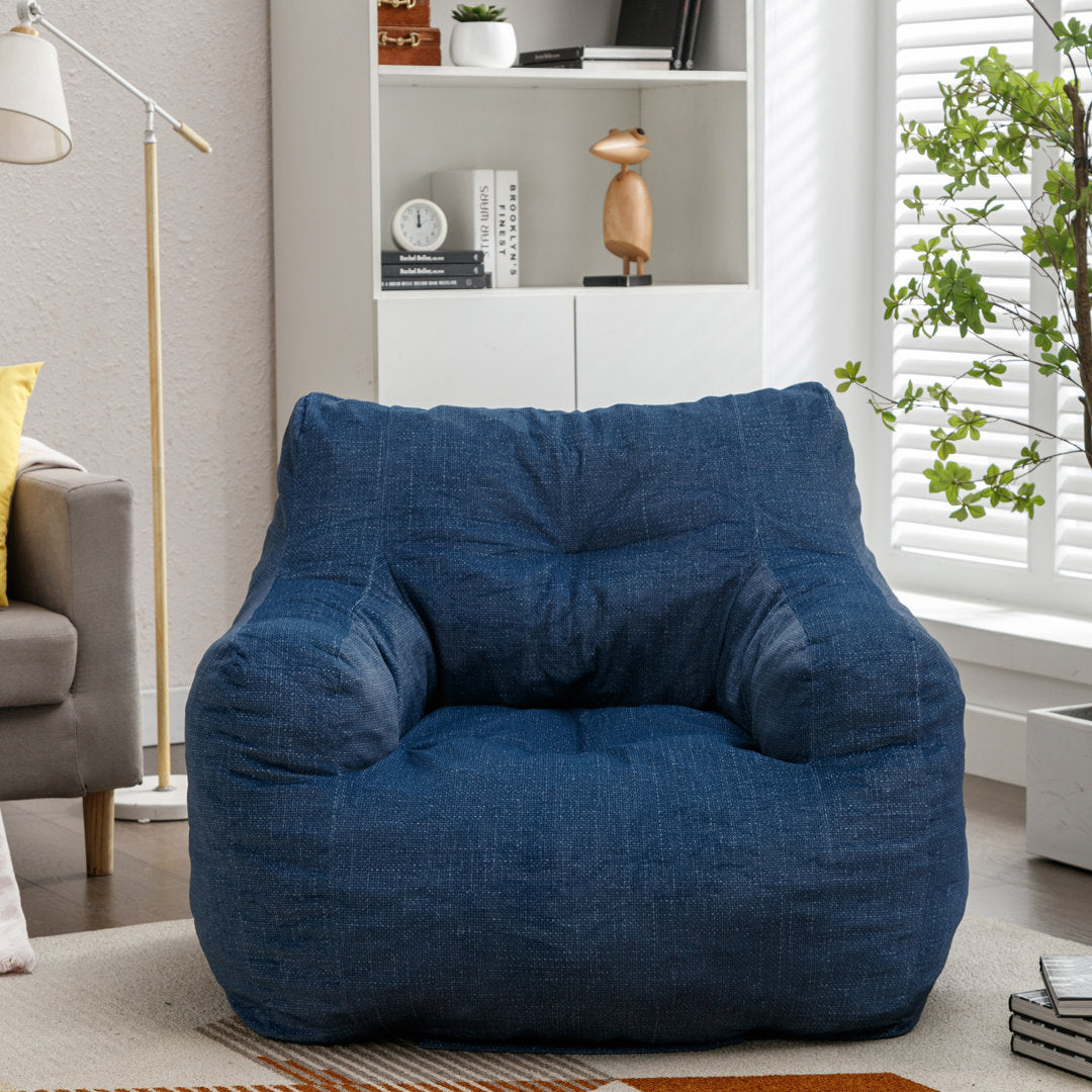 Medium Bean Bag Chair Viv + Rae™ Body Fabric: Blue Linen