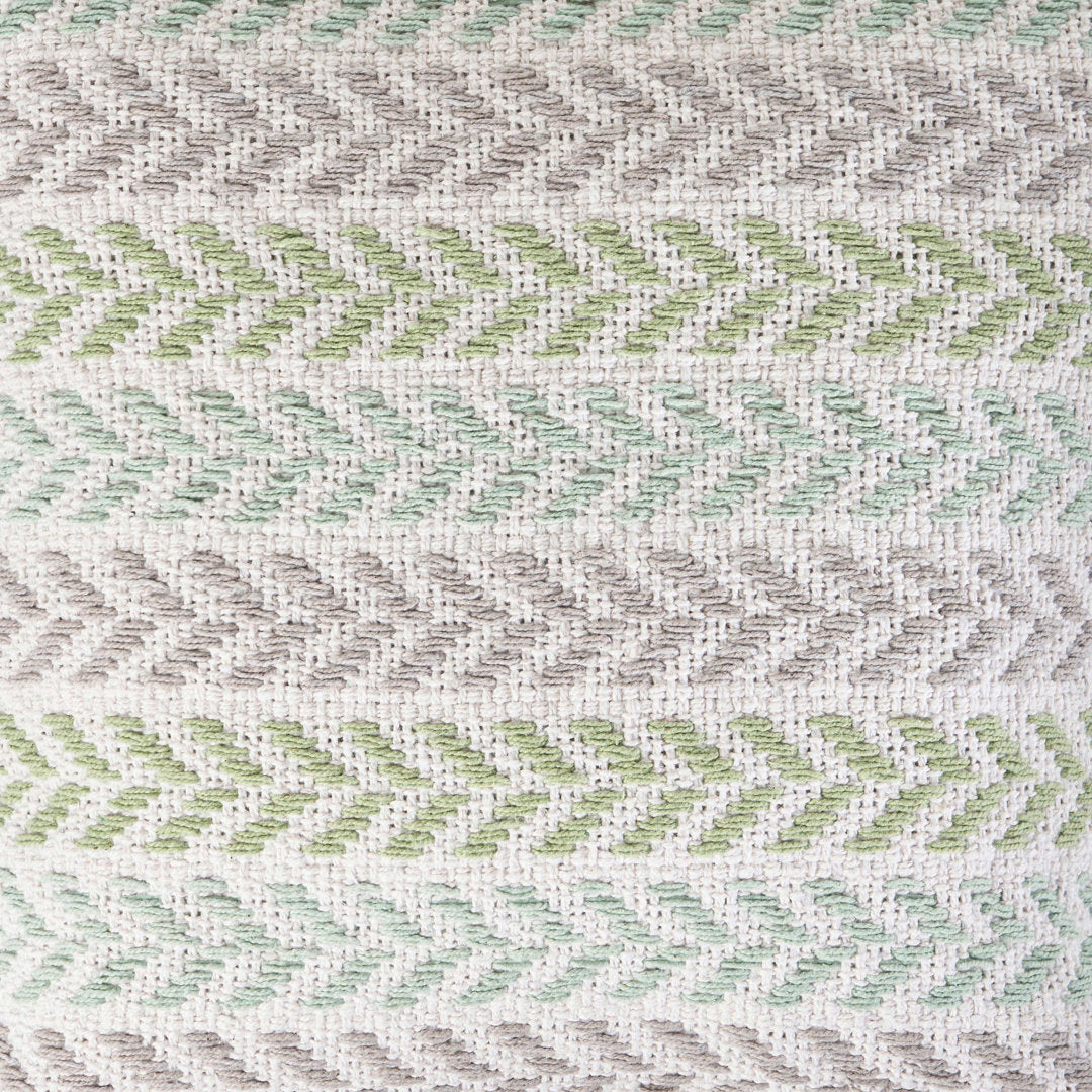 Hand-Woven Chevron Cotton Throw Pillow Rajani Home Color: Green/Multi