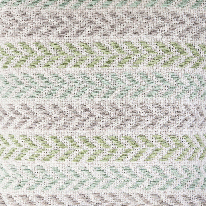 Hand-Woven Chevron Cotton Throw Pillow Rajani Home Color: Green/Multi
