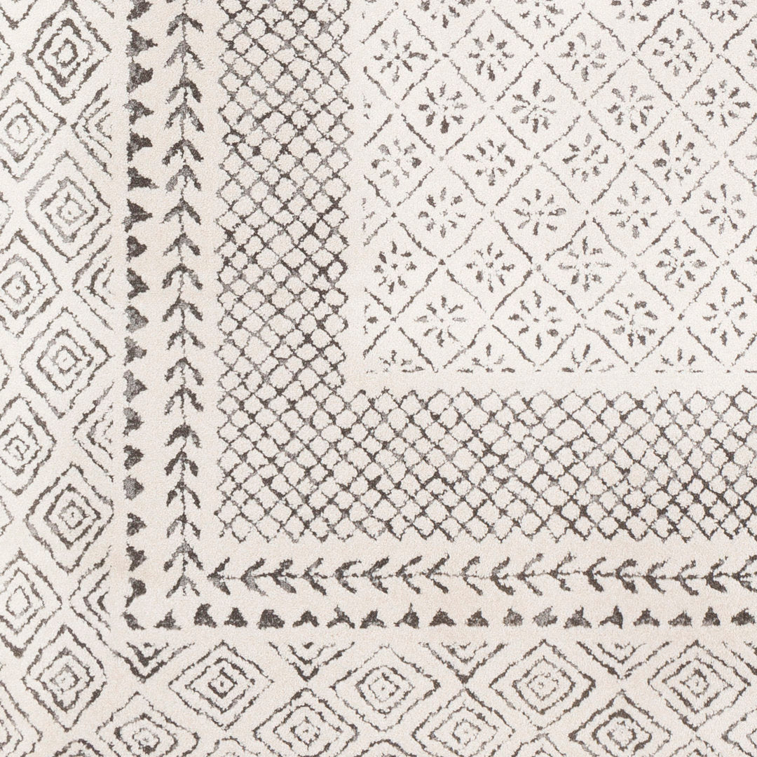 Calvo Light Beige/Charcoal Area Rug Wade Logan® Rug Size: Round 5'3"
