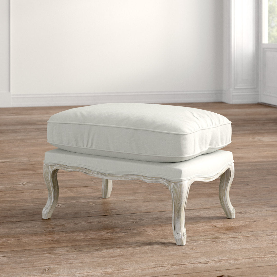 Nonna 30" Wide Velvet Rectangle Standard Ottoman Kelly Clarkson Home Fabric: White/Linen 100% Linen