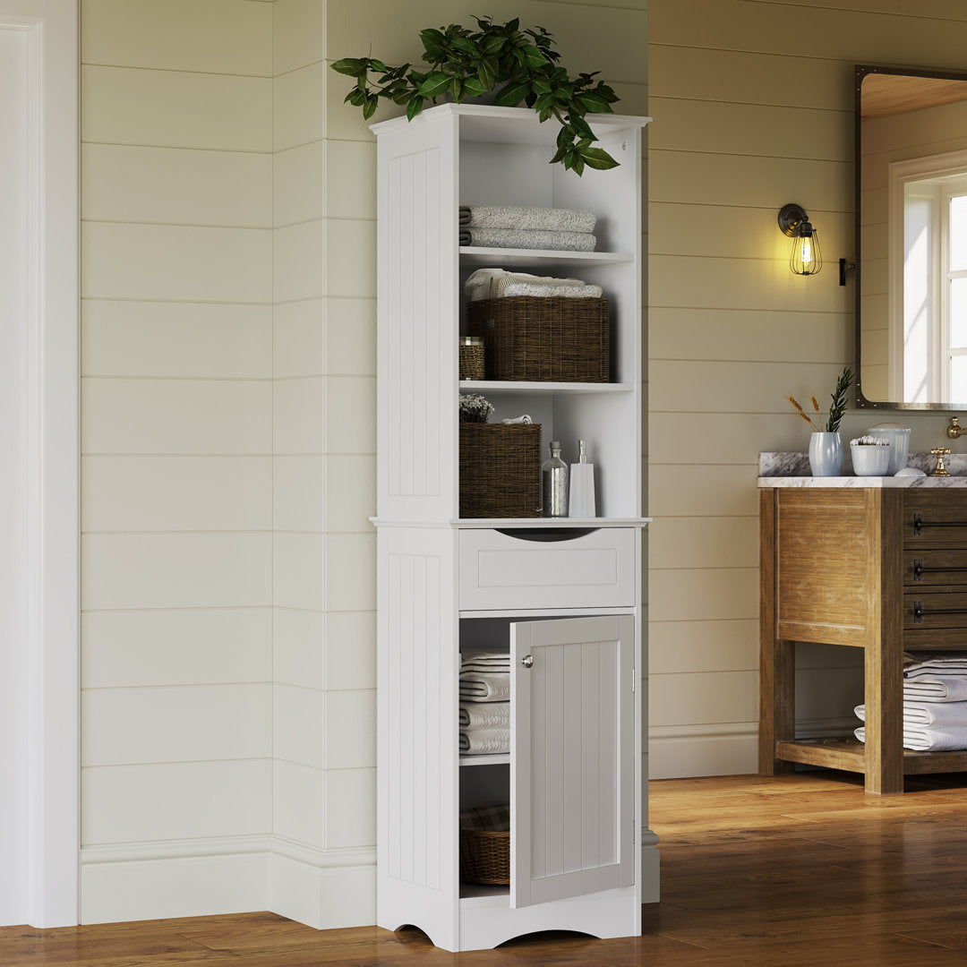 RiverRidge Ashland Tall Bathroom Storage Linen Cabinet and Organizer with Drawer and Shelves RiverRidge Home Finish: White
