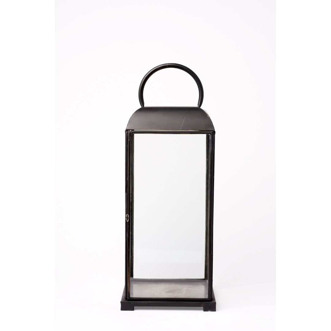 Tall Glass and Metal Lantern Gracie Oaks Size: 17" H x 6.75" W x 6.75" D