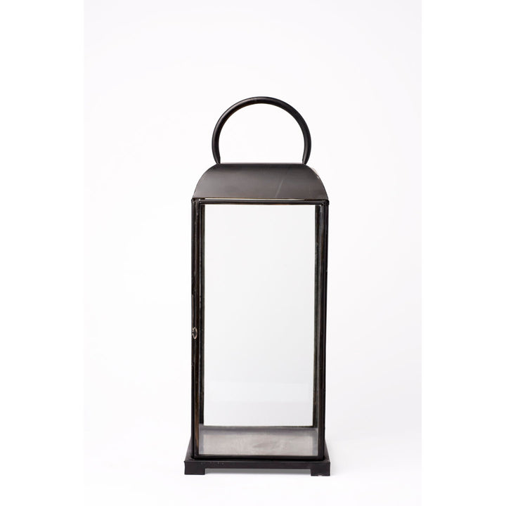 Tall Glass and Metal Lantern Gracie Oaks Size: 17" H x 6.75" W x 6.75" D