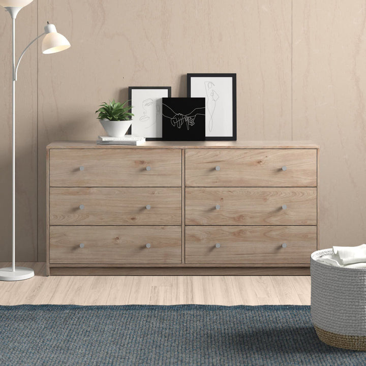 Guilford 6 Drawer 56.34" W Double Dresser Wade Logan® Color: Jackson Hickory