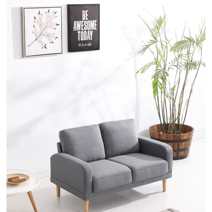 Coffield 50" Square Arm Loveseat Hashtag Home Fabric: Light Gray Polyester
