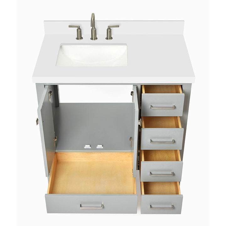 Amariani 37" Single Bathroom Vanity Set Latitude Run® Base Finish: Gray, Hardware Finish: Satin Nickel