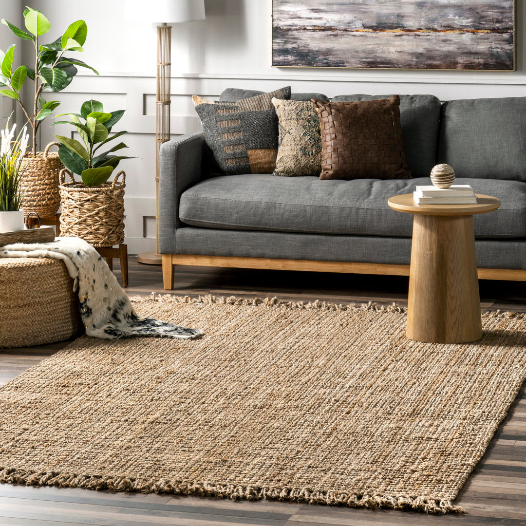 Isalena Handmade Flatweave Farmhouse Jute Area Rug in Natural Gracie Oaks Rug Size: Rectangle 3' x 5'