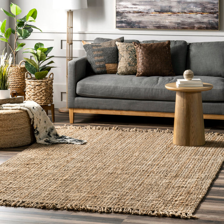 Isalena Handmade Flatweave Farmhouse Jute Area Rug in Natural Gracie Oaks Rug Size: Rectangle 3' x 5'