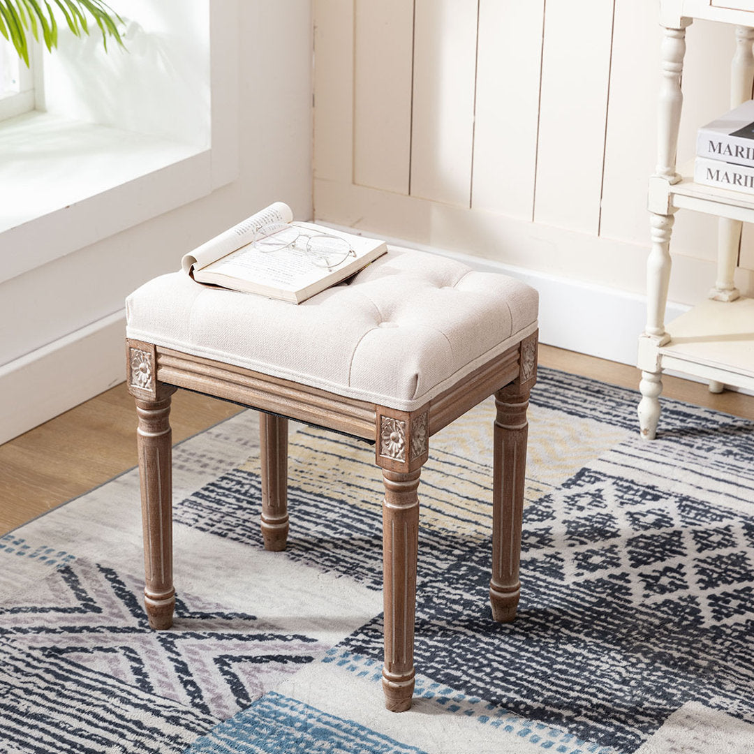 Karen Solid Wood Vanity Stool Kelly Clarkson Home Color: Beige