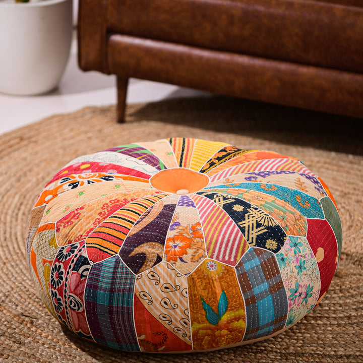 Trujillo Jowers 24'' Wide Round Abstract Pouf Ottoman Langley Street®
