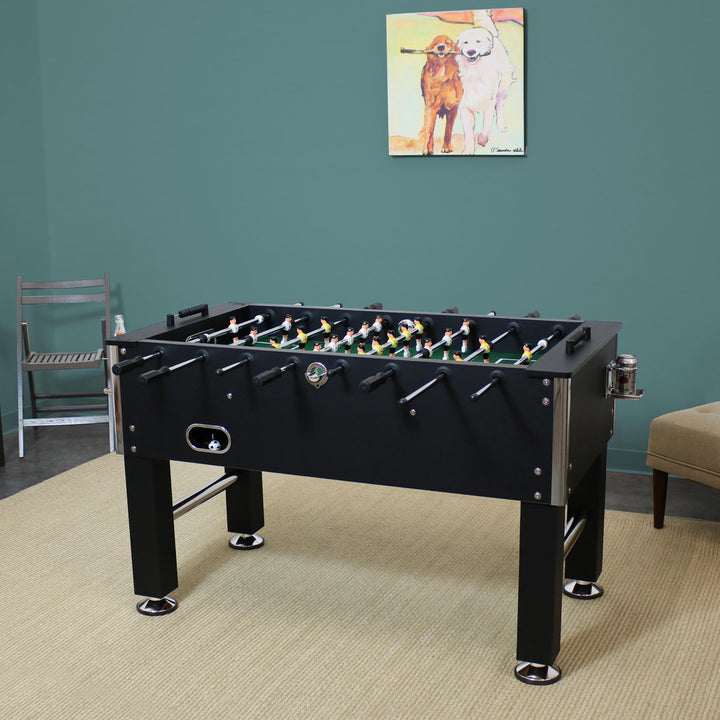 Agosto 55'' 2-Player Indoor Foosball Table with 2 Drink Holders, Black Wade Logan®