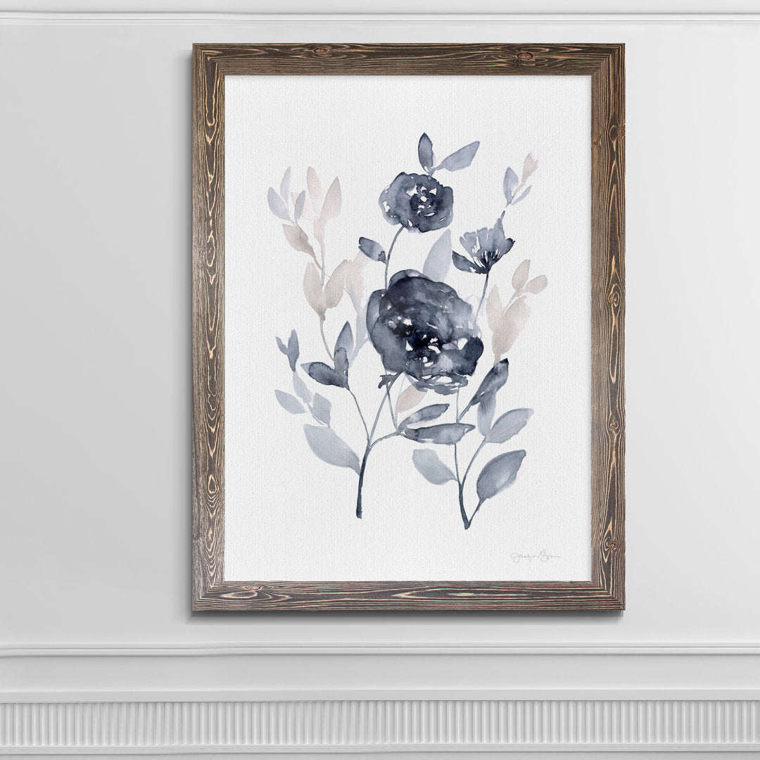 Peonies In Gray II' - Picture Frame Print on Glass Winston Porter Size: 32" H x 44" W x 1.25" D Format: Framed Espresso Canvas