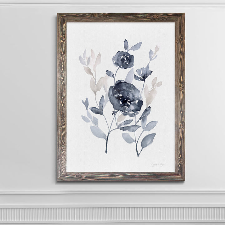 Peonies In Gray II' - Picture Frame Print on Glass Winston Porter Size: 32" H x 44" W x 1.25" D Format: Framed Espresso Canvas