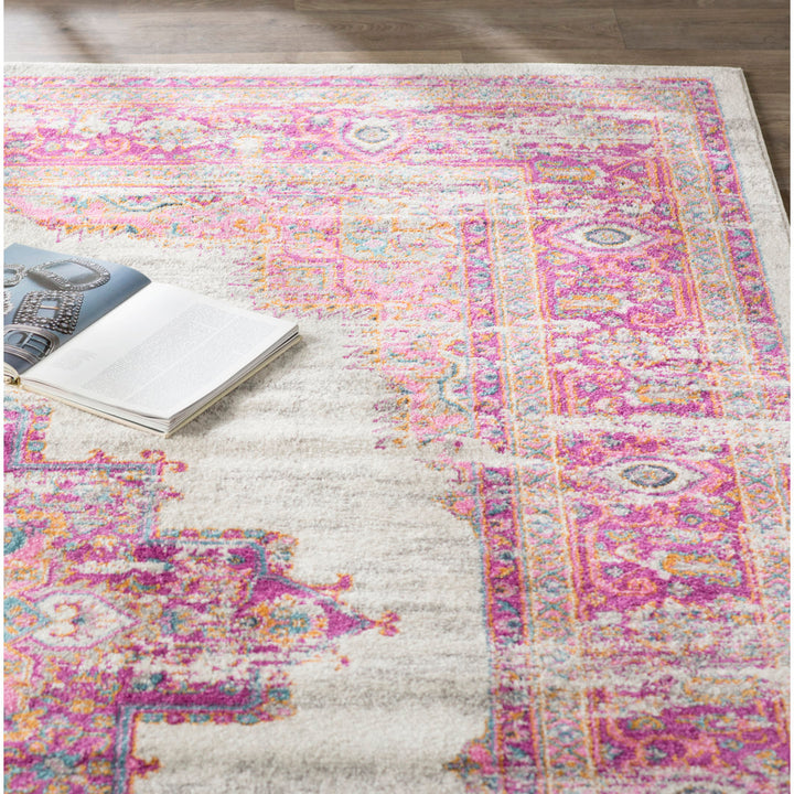 Abbate Oriental Ivory/Pink Indoor Area Rug Mercury Row® Rug Size: Rectangle 5'3" x 7'3"