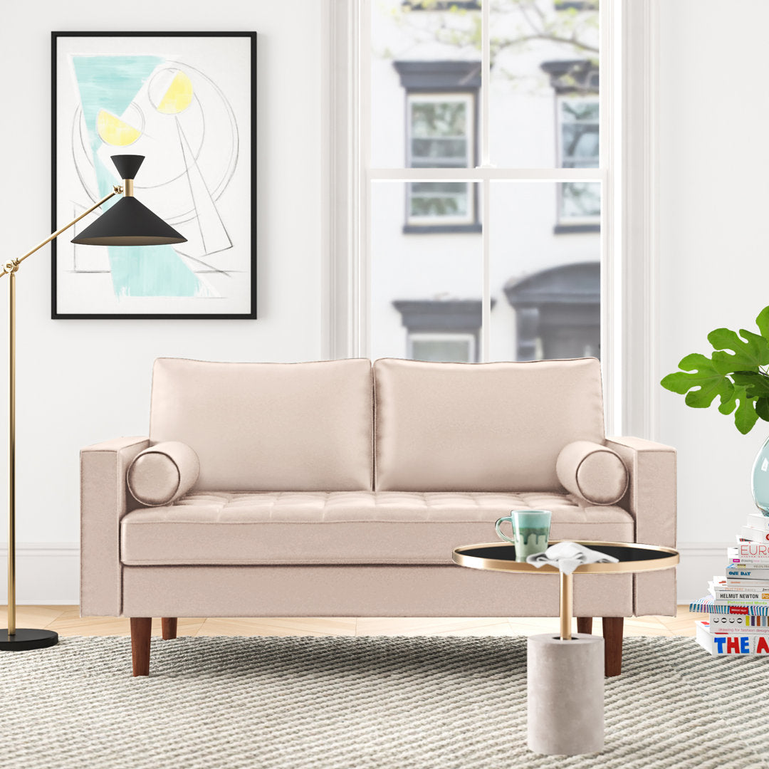 Ashfaq 57.8" Velvet Square Arm Loveseat Wade Logan® Fabric: Polyester Beige