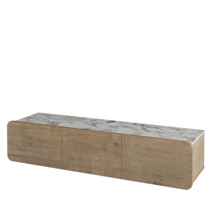 Callysta Floating TV Stand Up to 78" TV's Wall Mounted Media Console Millwood Pines Color: White Marble Design/Oak Wood